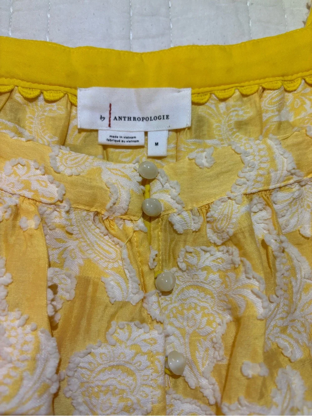 Anthropologie Yellow Tectured Blouse